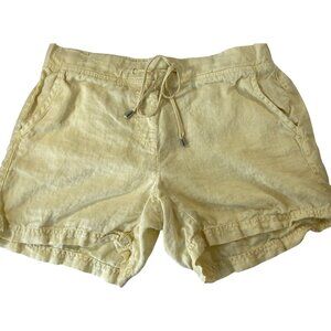Tommy Bahama Linen Shorts Womens 6 Yellow Casual Mid Rise Pull On Elastic Waist